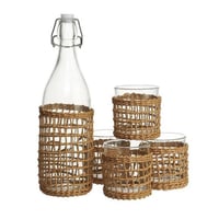 جيك مع ٤ أكواب طقم ملبس خوص