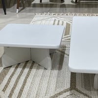 طقم طاولة أرضية 80x80 خشب لون أبيض جودة عالية معها...