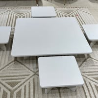 طقم طاولة أرضية 80x80 خشب لون أبيض جودة عالية معها...