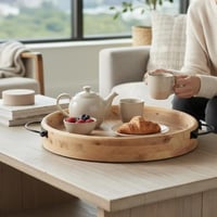 صينية دائري خشب ريفي