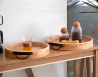 صينية دائري خشب ريفي