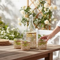 جيك مع ٤ أكواب طقم ملبس خوص