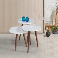 طقم طاولات خدمة ابيض