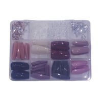 بينك كي مجموعة اظافر اصطناعية مع اكسسوارات اظافر