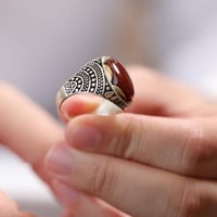 خاتم عقيق احمر كبدي B-072