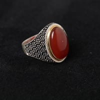 خاتم عقيق احمر كبدي F-083