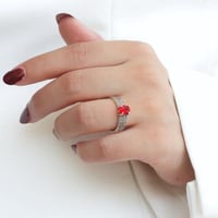 خاتم فضة نسائي أنيق بحجر زركون أحمر T-10