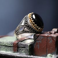 خاتم عقيق اسود B-092