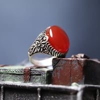 خاتم بعقيق احمر F-074