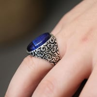 خاتم يمني بعقيق ازرق مميز G-094