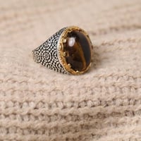 خاتم مرصع بحجر عقيق عين النمر A-074