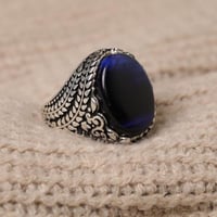 خاتم تاجر ازرق مميز E-064