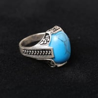 خاتم مرصع بحجر فيروز أنيق G-085