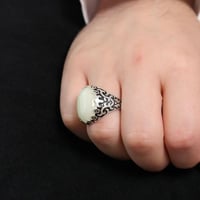 خاتم عقيق صافي لؤلؤي F-0102