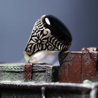 خاتم عقيق اسود F-075