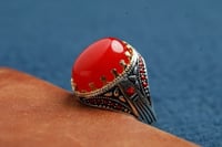 خاتم يمني بعقيق احمر A-09