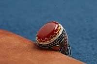 خاتم عقيق احمر كبدي E-07