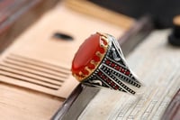 خاتم عقيق احمر كبدي I-07