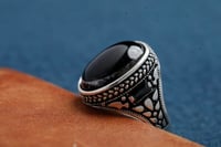 خاتم عقيق اسود E-010