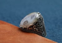 خاتم فضه بعقيق ابيض H-07