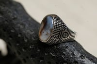 خاتم فضه بعقيق ابيض مشجر I-02