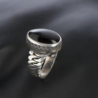 خاتم بحجر جزع اسود يماني طبيعي Z-12