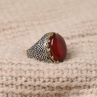 خاتم عقيق احمر كبدي A-072