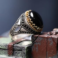 خاتم عقيق اسود I-083