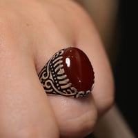 خاتم عقيق احمر كبدي D-0104