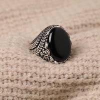 خاتم عقيق اسود E-063