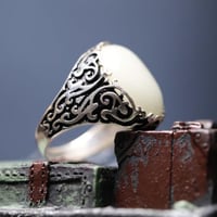 خاتم عقيق صافي لؤلؤي G-065