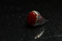 خاتم عقيق احمر كبدي F-09