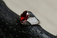 خاتم فضه زركون احمر J-04
