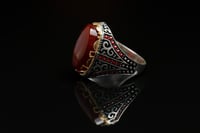 خاتم عقيق احمر كبدي F-09