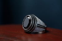 خاتم فضه زركون اسود E-05