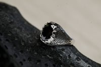 خاتم فضه زركون اسود F-05