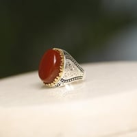 خاتم عقيق احمر كبدي