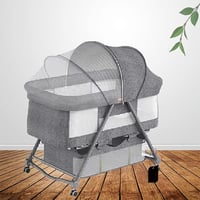 سرير أطفال متنقل قابل للطي مع ناموسية وعجلات قابلة...