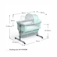 سرير أطفال جانبي قابل للتعديل مع هزاز أوتوماتيكي –...