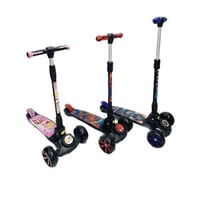 سكوتر دفع مع 3 عجلات مضيئة بارتفاع قابل للتعديل