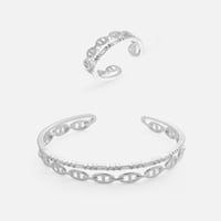 ‎ طقم نسائي أنيق بلون فضي