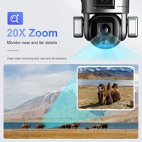 ال اس فيجن كاميرا مراقبة 4G شريحة جوال 20X زوم تكب...