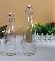 قارورة زجاج شفاف 1000 مل بغطاء كبس حبة واحدة