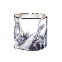 كوب زجاجي لون شفاف بحد ذهبي 200 مل