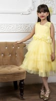 فستان بناتي اصفر تُل