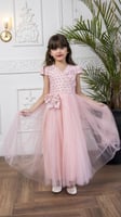 فستان بناتي وردي مزين بلولو
