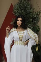 جلابية ابيض فخمة بقصة اكمام مميزة