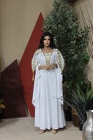 جلابية ابيض فخمة بقصة اكمام مميزة