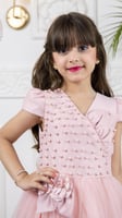 فستان بناتي وردي مزين بلولو