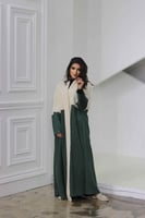 جاكيت بخامتين زيتي وبيج